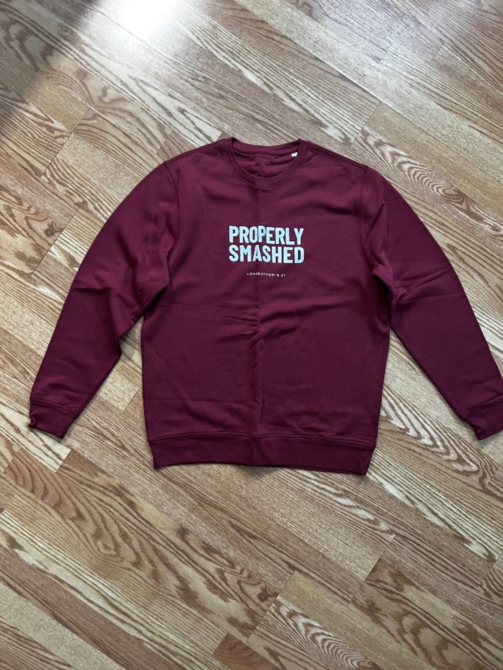 Longbottom & Co "Properly Smashed" Burgundy Crewneck Sweatshirt Size L